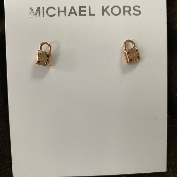 Micheal Kors Rose Gold Lock Earrings - Picture 2 of 5